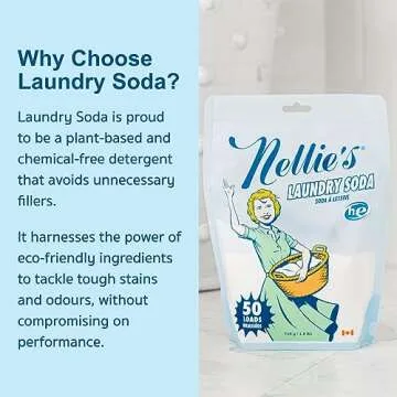 Nellie's Laundry Soda - Concentrated Laundry Detergent Powder - 50 Load Pouch - Gentle on Skin and Environment - Fragrance-Free