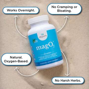 nbpure MagO7 - Natural Colon Cleanse & Detox - Occasional Constipation Relief, Stool Softening, & Bloating Support for Men & Women - Ozonated Magnesium Oxide, 30 Capsules