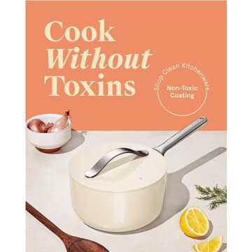 Caraway Nonstick Ceramic Sauce Pan with Lid (3 qt) - Non Toxic, PTFE & PFOA Free - Oven Safe & Compatible with All Stovetops (Gas, Electric & Induction) - Navy