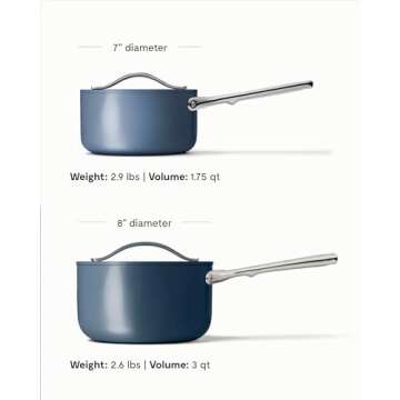Caraway Nonstick Ceramic Sauce Pan with Lid (3 qt) - Non Toxic, PTFE & PFOA Free - Oven Safe & Compatible with All Stovetops (Gas, Electric & Induction) - Navy