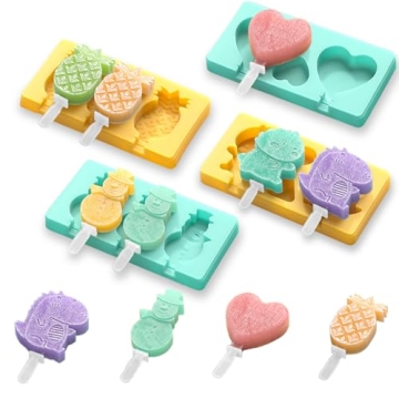 Kids Cartoon Popsicle Molds 4 Pack in Fun Shapes