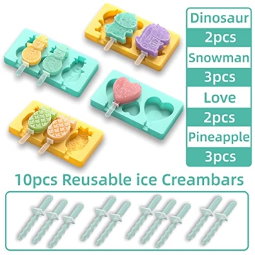 Kids Cartoon Popsicle Molds Fun Shapes 4 Pack