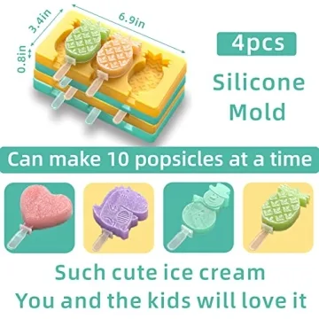 Kids Cartoon Popsicle Molds Fun Shapes 4 Pack