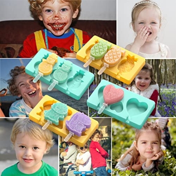 Kids Cartoon Popsicle Molds Fun Shapes 4 Pack