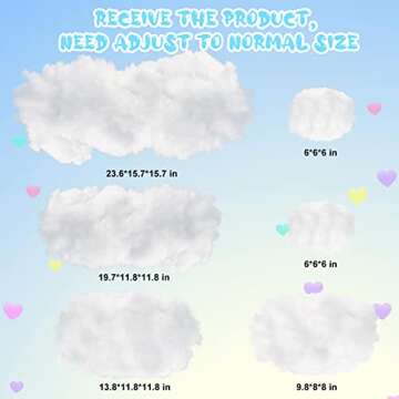 Artificial Cloud Props, Imitation 3D Cloud for Ceiling Hanging Decorations, Fake Cloud Shape Ornamen...