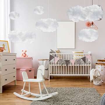 Artificial Cloud Props, Imitation 3D Cloud for Ceiling Hanging Decorations, Fake Cloud Shape Ornaments for Room Wedding Party Stage Show Decor (6 Pieces,5 Size)