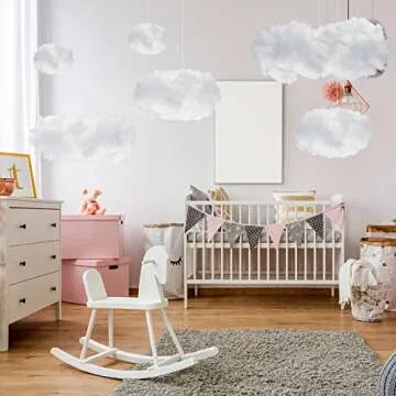 Artificial Cloud Props, Imitation 3D Cloud for Ceiling Hanging Decorations, Fake Cloud Shape Ornaments for Room Wedding Party Stage Show Decor (6 Pieces,5 Size)