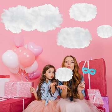 Artificial Cloud Props, Imitation 3D Cloud for Ceiling Hanging Decorations, Fake Cloud Shape Ornaments for Room Wedding Party Stage Show Decor (6 Pieces,5 Size)