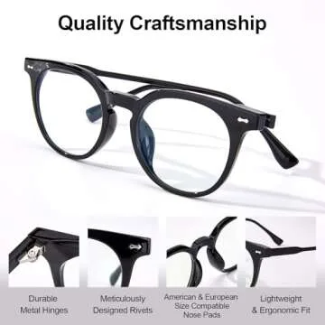 Saraudy Computer Glasses for Women, Anti Eyestrain, Round Blue Light Glasses for TV Gaming Phone Scr...