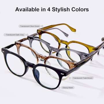 Saraudy Computer Glasses for Women, Anti Eyestrain, Round Blue Light Glasses for TV Gaming Phone Screen Reading, Clear Frame (Black)