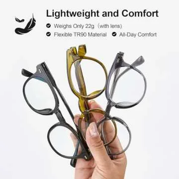 Saraudy Computer Glasses for Women, Anti Eyestrain, Round Blue Light Glasses for TV Gaming Phone Screen Reading, Clear Frame (Black)