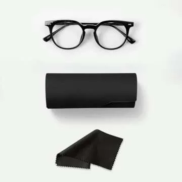 Saraudy Computer Glasses for Women, Anti Eyestrain, Round Blue Light Glasses for TV Gaming Phone Screen Reading, Clear Frame (Black)