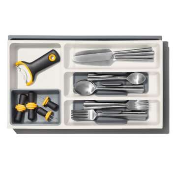 OXO Good Grips Kitchen Drawer, Expandable Utensil Organizer, White