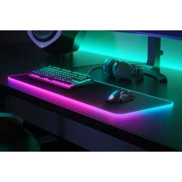 SteelSeries Gaming Mouse Pad 2 Zone RGB Illumination 9cm x 30cm x 0.4cm QcK Prism Cloth XL Black