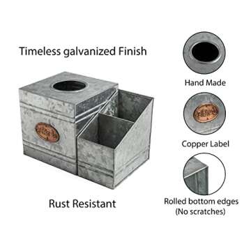 Rustic Kotinara Tissue Box Cover with Storage Organizer