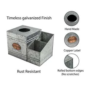 Rustic Kotinara Tissue Box Cover with Storage Organizer