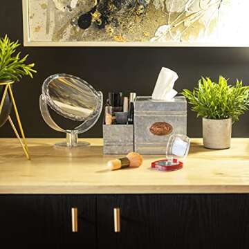 Rustic Kotinara Tissue Box Cover with Storage Organizer