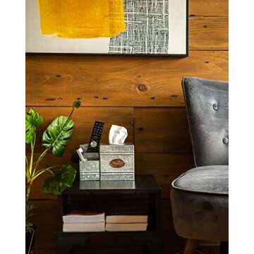 Rustic Kotinara Tissue Box Cover with Storage Organizer