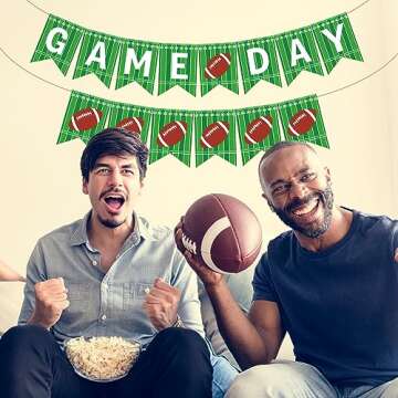 Doumeny 2Pcs Green Football Game Day Banner American Football Burlap Banner Sports Party Banner Football Bunting Garland Game Day Garland for Birthday Baby Shower Sports Club Party Decor