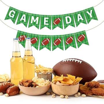 Doumeny 2Pcs Green Football Game Day Banner American Football Burlap Banner Sports Party Banner Football Bunting Garland Game Day Garland for Birthday Baby Shower Sports Club Party Decor
