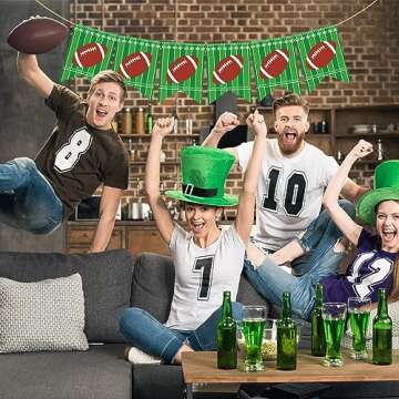 Doumeny 2Pcs Green Football Game Day Banner American Football Burlap Banner Sports Party Banner Football Bunting Garland Game Day Garland for Birthday Baby Shower Sports Club Party Decor