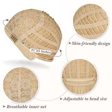 BARSDAR Long Blonde Wig With Bangs - 26 Inch Long Wavy Wig with Bangs for Women - Synthetic Blonde Hair Wigs Natural Looking Daily Cosplay Party Halloween Wig - Blonde