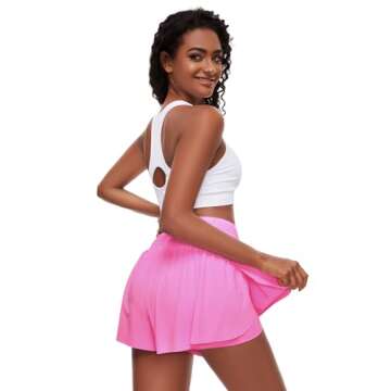 Edenfox Women Flowy Athletic Shorts,2 in 1 High Waisted Running Shorts for Women with Pockets Yoga W...