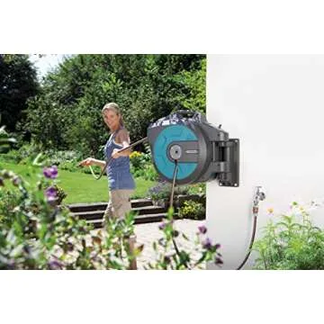 GARDENA Retractable Hose Reel 82-Feet With Convenient Hose Guide