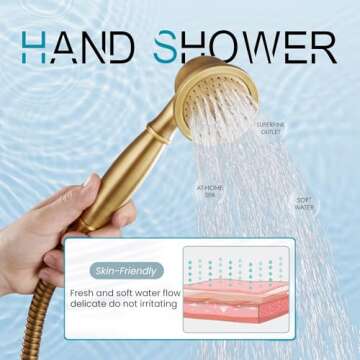 gotonovo Wall Mount Clawfoot Bathtub Faucet with HandHeld Spray and 360° Double Cross Handle Swivel Spout Vintage Tub Shower Faucet Set with Adapter Adjustable Swing Arms Antique Brass