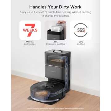 roborock Q5 Pro+ Robot Vacuum and Mop, Self-Emptying, 5500 Pa Max Suction, DuoRoller Brush, Hands-Fr...