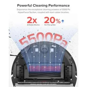 roborock Q5 Pro+ Robot Vacuum and Mop, Self-Emptying, 5500 Pa Max Suction, DuoRoller Brush, Hands-Free Cleaning for up to 7 Weeks, Precise Navigation, Perfect for Hard Floors, Carpets, and Pet Hair