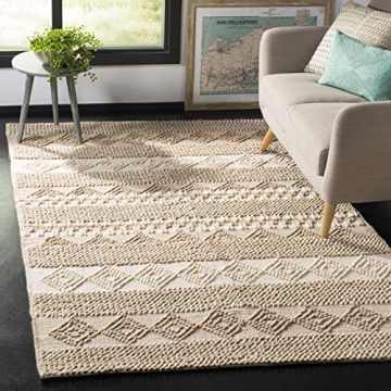 SAFAVIEH Natura Collection Area Rug - 5' x 8', Beige & Ivory, Handmade Moroccan Boho Tribal Wool & C...