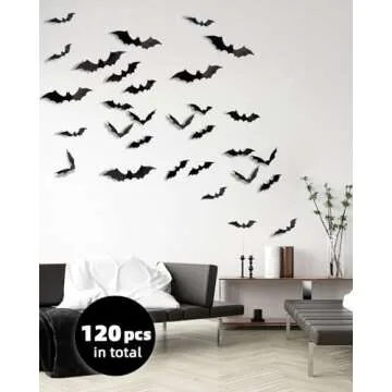 120PCS Bats Wall Decor for Spooky Halloween Theme
