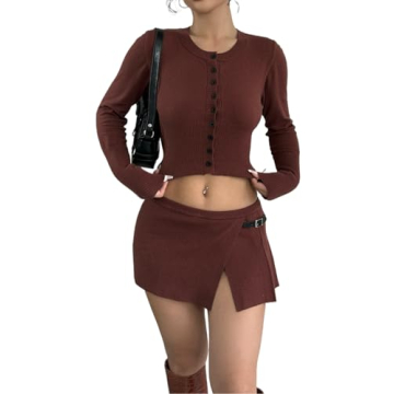 SHENHE Women's Side Slit Pleated Low Rise Y2k Mini Skirt for Trendy Style