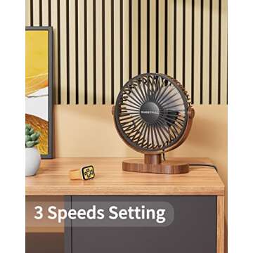 SWEETFULL 6.5 Inch USB Small Desk Fan, 3 Speeds Quiet Portable Desktop Table Fan, 360° Adjustment P...