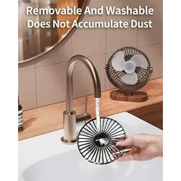 SWEETFULL 6.5 Inch USB Small Desk Fan, 3 Speeds Quiet Portable Desktop Table Fan, 360° Adjustment Personal Mini Fan for Home Office Car Outdoor Travel (Black wood grain)