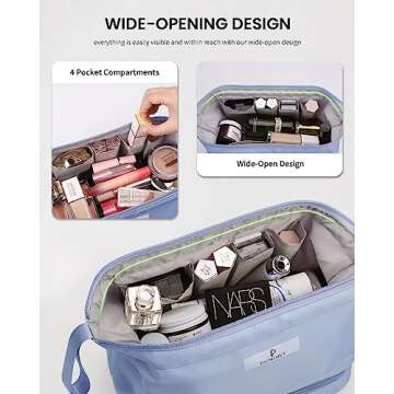 Pocmimut Makeup Bag,Cosmetic Bag For Women Travel Makeup Bag for Girls Large Double Layers Make Up B...