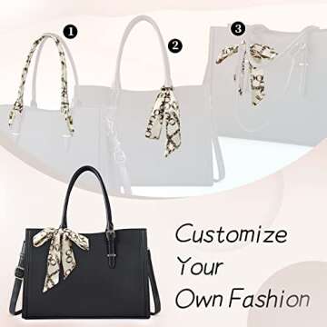 IGOLUMON Laptop Bag for Women 15.6 Inch Waterproof Laptop Tote Bag Leather Work Bag Computer Briefcase Office Professional Large Capacity Handbag Shoulder Bag Black