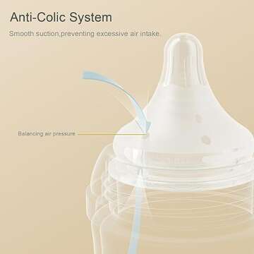 Gulicola Natural Glass Baby Bottle 8 oz for Breastfed Babies, Anti-Colic Baby Bottle Set with Medium Flow Nipple, 3 Months +, 4 Pack - White