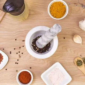 HIC Kitchen Mortar and Pestle Set in Elegant Marble