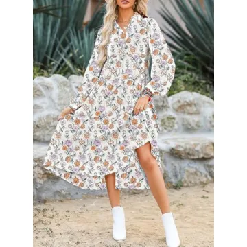 Plus Size Bohemian Midi Dress for Women by Dokotoo