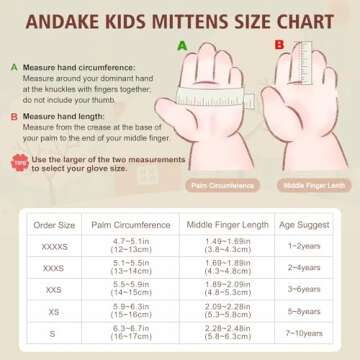 Andake Kids Ski Mittens Gloves Waterproof&Breathable Winter Warm Snow Gloves for Ages 1-10 Toddler B...