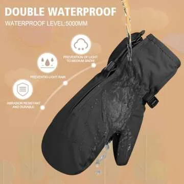 Andake Kids Waterproof Ski Mittens for Winter Fun
