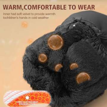 Andake Kids Ski Mittens Gloves Waterproof&Breathable Winter Warm Snow Gloves for Ages 1-10 Toddler Baby Girls and Boys(Black,XXS(Fits 3-6Y))