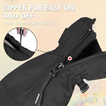 Andake Kids Ski Mittens Gloves Waterproof&Breathable Winter Warm Snow Gloves for Ages 1-10 Toddler Baby Girls and Boys(Black,XXS(Fits 3-6Y))