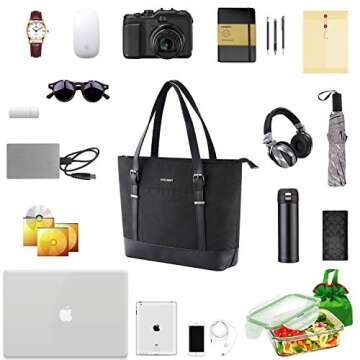 KROSER Stylish Laptop Tote Bag with USB Port 15.6 Inch