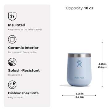 Hydro Flask Ceramic Wine Tumbler 10 Oz Black for Wine Enthusiasts