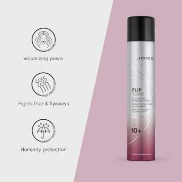 Joico Flip Turn Volumizing Finishing Spray | For Most Hair Types | Humidity Protection | Hold Level 10+ | Protect Against Pollution & Harmful UV | Paraben & Sulfate Free | 72 Hour Hold | 300mL