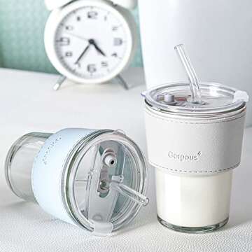 Versatile 4Pack Glass Tumblers with Straws and Sleeves