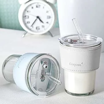 Versatile 4Pack Glass Tumblers with Straws and Sleeves